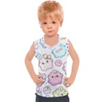 Cute Doodle Cartoon Seamless Pattern Kids  Sport Tank Top