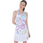 Cute Doodle Cartoon Seamless Pattern Racer Back Mesh Tank Top