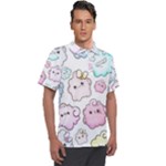 Cute Doodle Cartoon Seamless Pattern Men s Polo T-Shirt