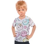 Cute Doodle Cartoon Seamless Pattern Kids  Sports T-Shirt