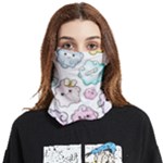 Cute Doodle Cartoon Seamless Pattern Face Covering Bandana (Two Sides)