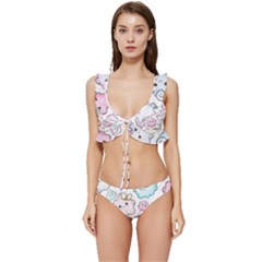 Low Cut Ruffle Edge Bikini Set 