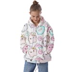 Cute Doodle Cartoon Seamless Pattern Kids  Oversized Hoodie