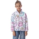 Cute Doodle Cartoon Seamless Pattern Kids  Half Zip Hoodie