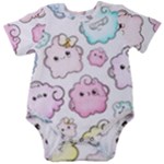 Cute Doodle Cartoon Seamless Pattern Baby Short Sleeve Bodysuit