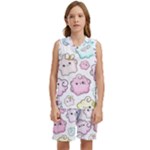 Cute Doodle Cartoon Seamless Pattern Kids  Basketball Mesh Set