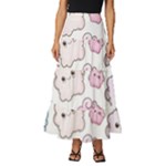 Cute Doodle Cartoon Seamless Pattern Tiered Ruffle Maxi Skirt