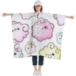Cute Doodle Cartoon Seamless Pattern Women s Hooded Rain Ponchos