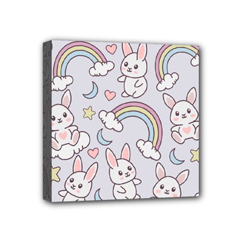 Seamless Pattern With Cute Rabbit Character Mini Canvas 4  x 4  (Stretched) from ArtsNow.com