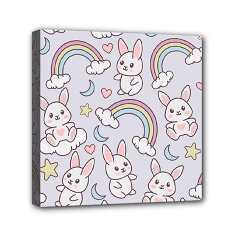 Seamless Pattern With Cute Rabbit Character Mini Canvas 6  x 6  (Stretched) from ArtsNow.com