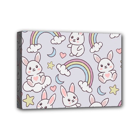 Seamless Pattern With Cute Rabbit Character Mini Canvas 7  x 5  (Stretched) from ArtsNow.com