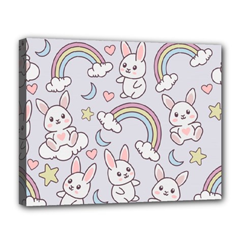 Seamless Pattern With Cute Rabbit Character Canvas 14  x 11  (Stretched) from ArtsNow.com
