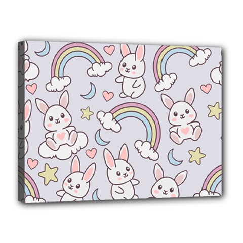 Seamless Pattern With Cute Rabbit Character Canvas 16  x 12  (Stretched) from ArtsNow.com