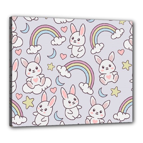 Seamless Pattern With Cute Rabbit Character Canvas 24  x 20  (Stretched) from ArtsNow.com