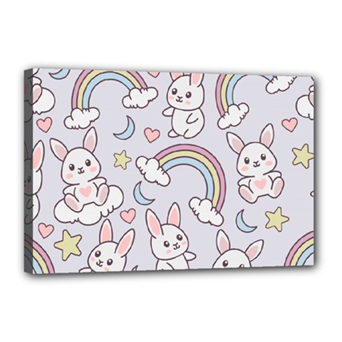 Seamless Pattern With Cute Rabbit Character Canvas 18  x 12  (Stretched) from ArtsNow.com