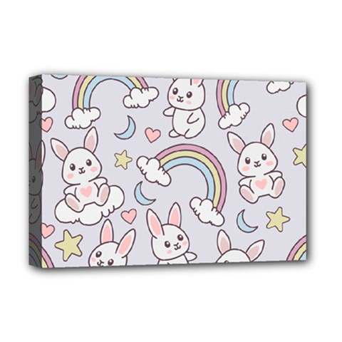 Seamless Pattern With Cute Rabbit Character Deluxe Canvas 18  x 12  (Stretched) from ArtsNow.com