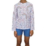 Seamless Pattern With Cute Rabbit Character Kids  Long Sleeve Swimwear