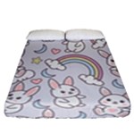Seamless Pattern With Cute Rabbit Character Fitted Sheet (Queen Size)