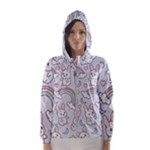 Seamless Pattern With Cute Rabbit Character Women s Hooded Windbreaker