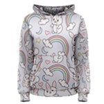 Seamless Pattern With Cute Rabbit Character Women s Pullover Hoodie