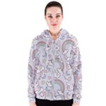 Seamless Pattern With Cute Rabbit Character Women s Zipper Hoodie