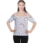 Seamless Pattern With Cute Rabbit Character Cutout Shoulder T-Shirt