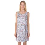 Seamless Pattern With Cute Rabbit Character Sleeveless Satin Nightdress
