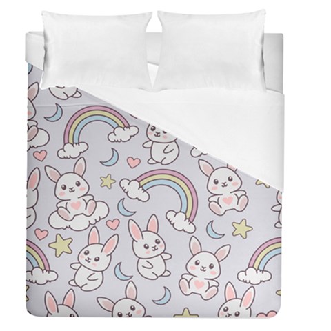 Seamless Pattern With Cute Rabbit Character Duvet Cover (Queen Size) from ArtsNow.com