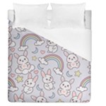 Seamless Pattern With Cute Rabbit Character Duvet Cover (Queen Size)