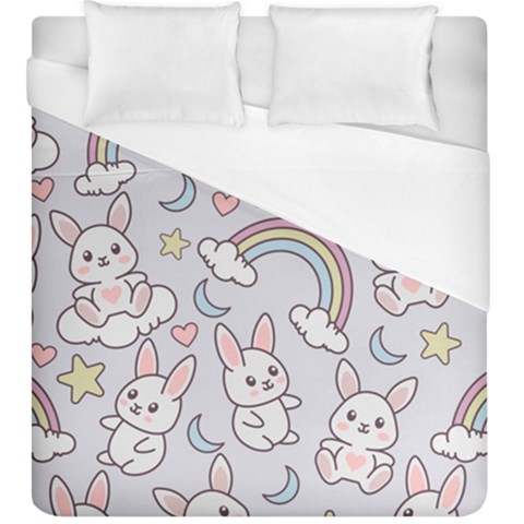 Seamless Pattern With Cute Rabbit Character Duvet Cover (King Size) from ArtsNow.com