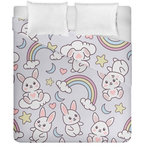 Seamless Pattern With Cute Rabbit Character Duvet Cover Double Side (California King Size) from ArtsNow.com