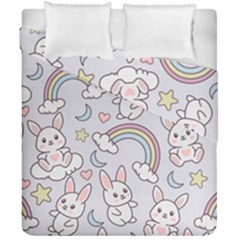 Seamless Pattern With Cute Rabbit Character Duvet Cover Double Side (California King Size) from ArtsNow.com