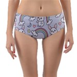 Seamless Pattern With Cute Rabbit Character Reversible Mid-Waist Bikini Bottoms
