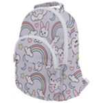 Seamless Pattern With Cute Rabbit Character Rounded Multi Pocket Backpack