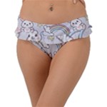Seamless Pattern With Cute Rabbit Character Frill Bikini Bottoms