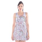 Seamless Pattern With Cute Rabbit Character Scoop Neck Skater Dress
