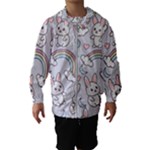 Seamless Pattern With Cute Rabbit Character Kids  Hooded Windbreaker