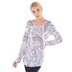 Seamless Pattern With Cute Rabbit Character Tie Up T-Shirt