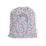 Seamless Pattern With Cute Rabbit Character Drawstring Pouch (XL)