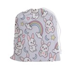 Seamless Pattern With Cute Rabbit Character Drawstring Pouch (2XL)