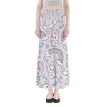 Seamless Pattern With Cute Rabbit Character Full Length Maxi Skirt