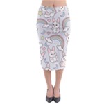 Seamless Pattern With Cute Rabbit Character Midi Pencil Skirt