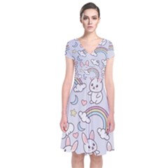 Short Sleeve Front Wrap Dress 