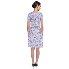 Short Sleeve Front Wrap Dress 