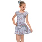 Seamless Pattern With Cute Rabbit Character Kids  Cap Sleeve Dress