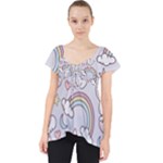 Seamless Pattern With Cute Rabbit Character Lace Front Dolly Top