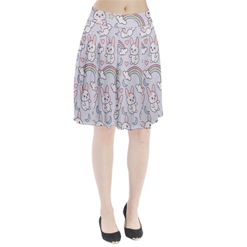 Seamless Pattern With Cute Rabbit Character Pleated Skirt from ArtsNow.com