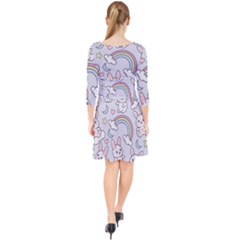 Quarter Sleeve Front Wrap Dress 