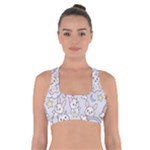 Seamless Pattern With Cute Rabbit Character Cross Back Sports Bra