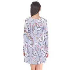 Long Sleeve V-neck Flare Dress 